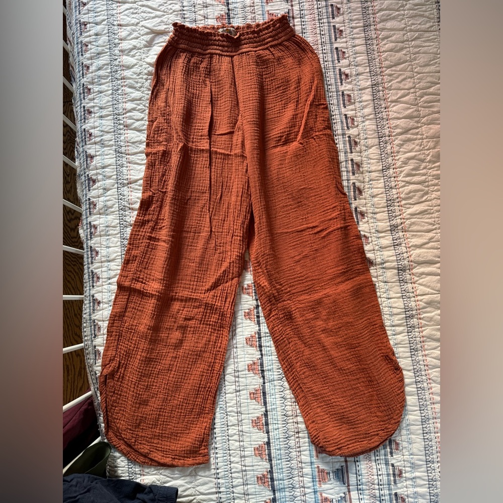 Marine Layer Wide Leg Pants in Burnt Orange